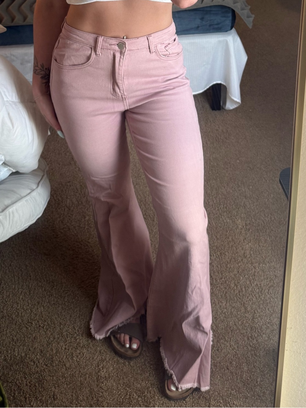 SHEIN Dusty Rose Wide-Leg Pants